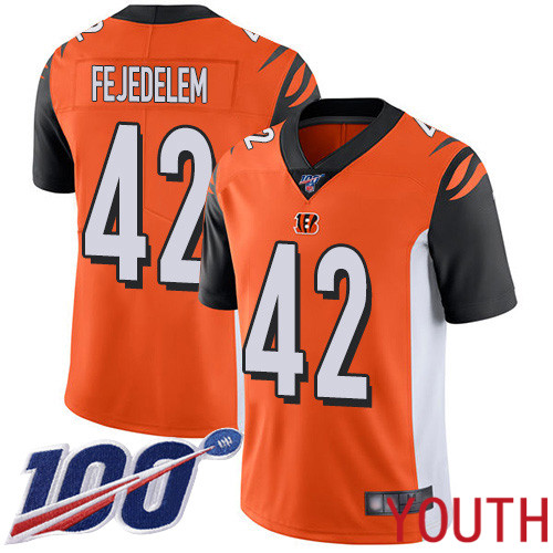 Cincinnati Bengals Limited Orange Youth Clayton Fejedelem Alternate Jersey NFL Footballl #42 100th Season Vapor Untouchable